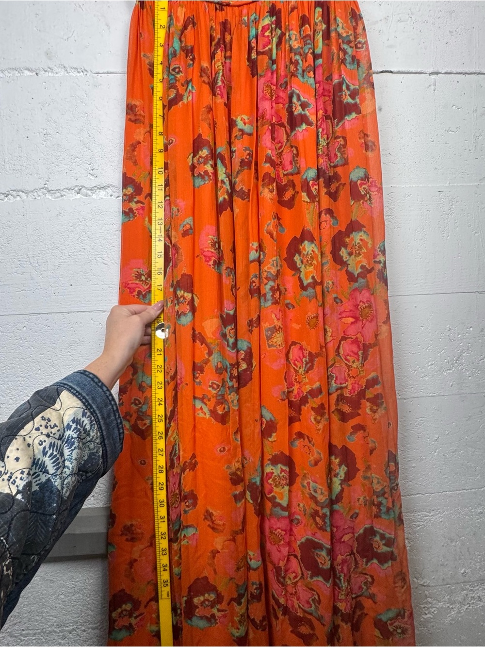 ULLA JOHNSON Ines Gown Orange Floral Smocked Maxi Dress Size 6 100% Silk Dress - Picture 12 of 16